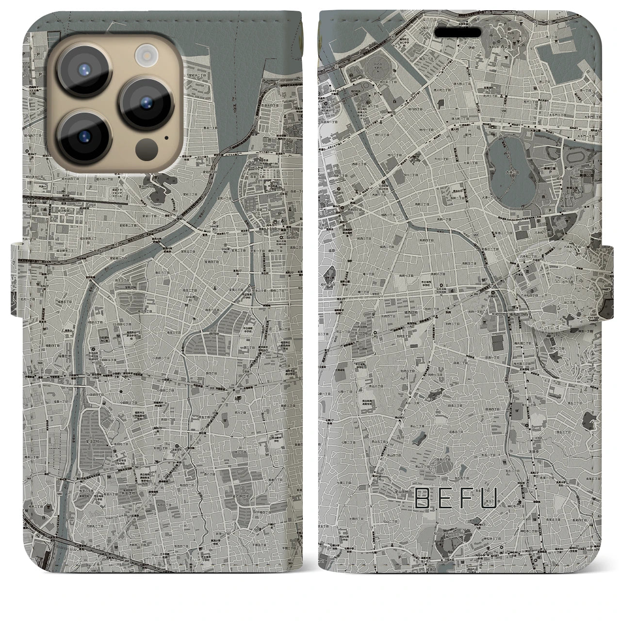 【別府(福岡県)】地図柄iPhoneケース(手帳タイプ)