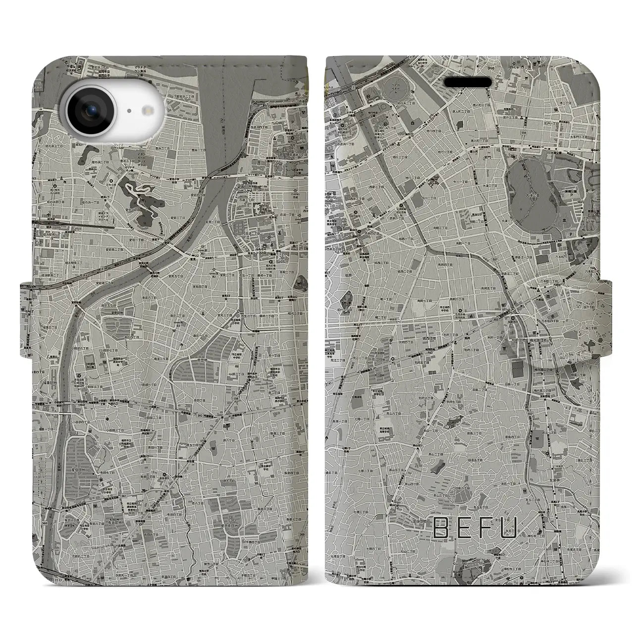 【別府(福岡県)】地図柄iPhoneケース(手帳タイプ)