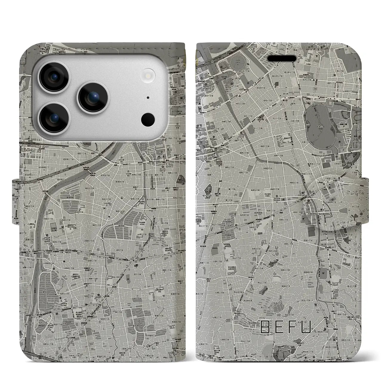 【別府(福岡県)】地図柄iPhoneケース(手帳タイプ)