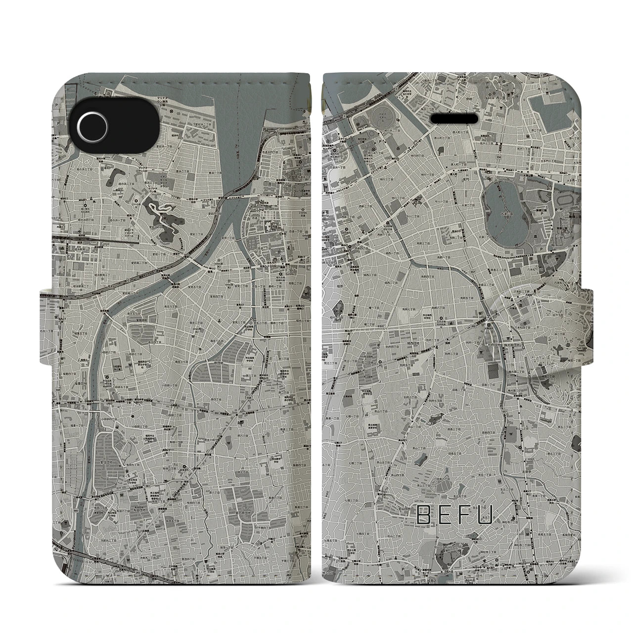 【別府(福岡県)】地図柄iPhoneケース(手帳タイプ)