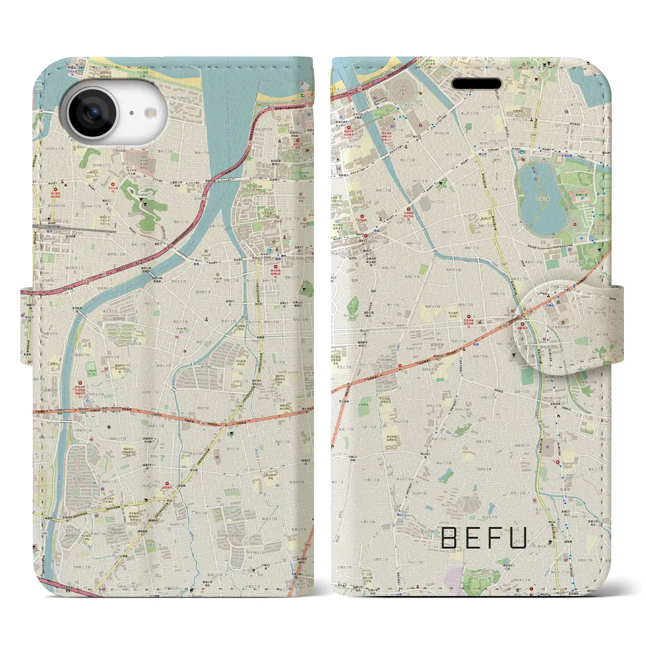 【別府(福岡県)】地図柄iPhoneケース(手帳タイプ)