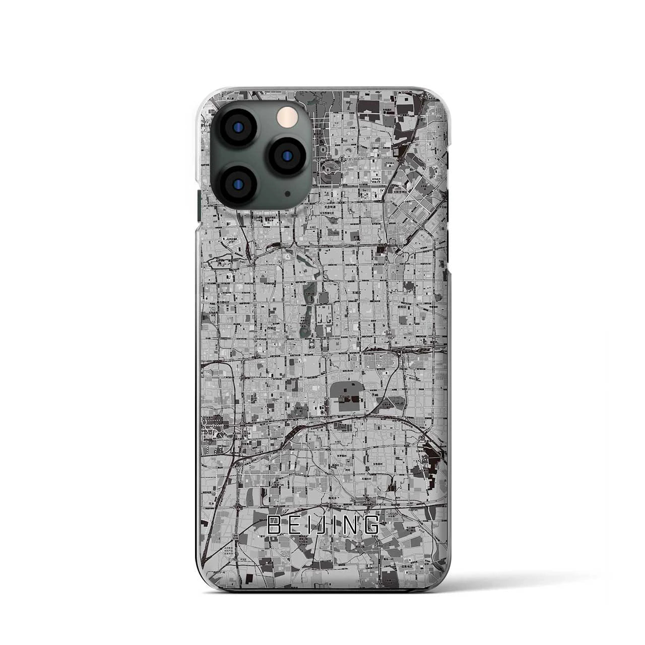 【北京(中華人民共和国)】地図柄iPhoneケース(クリアタイプ)モノトーン・iPhone 11 Pro 用