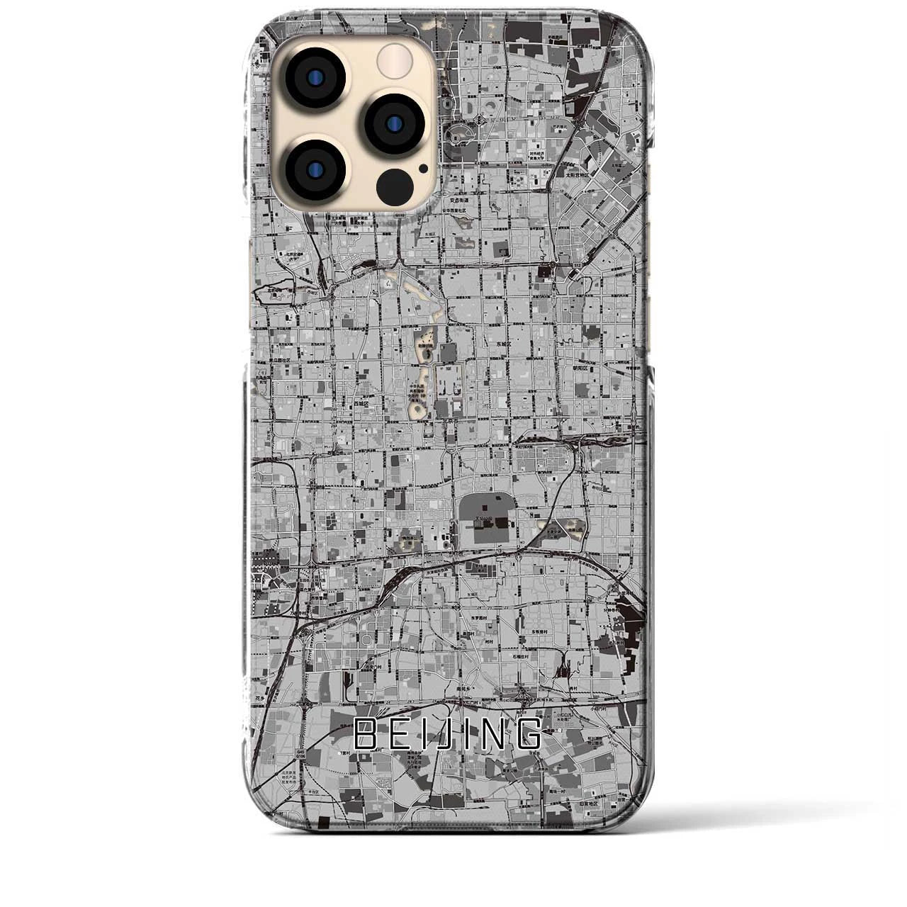 【北京(中華人民共和国)】地図柄iPhoneケース(クリアタイプ)モノトーン・iPhone 12 Pro Max 用