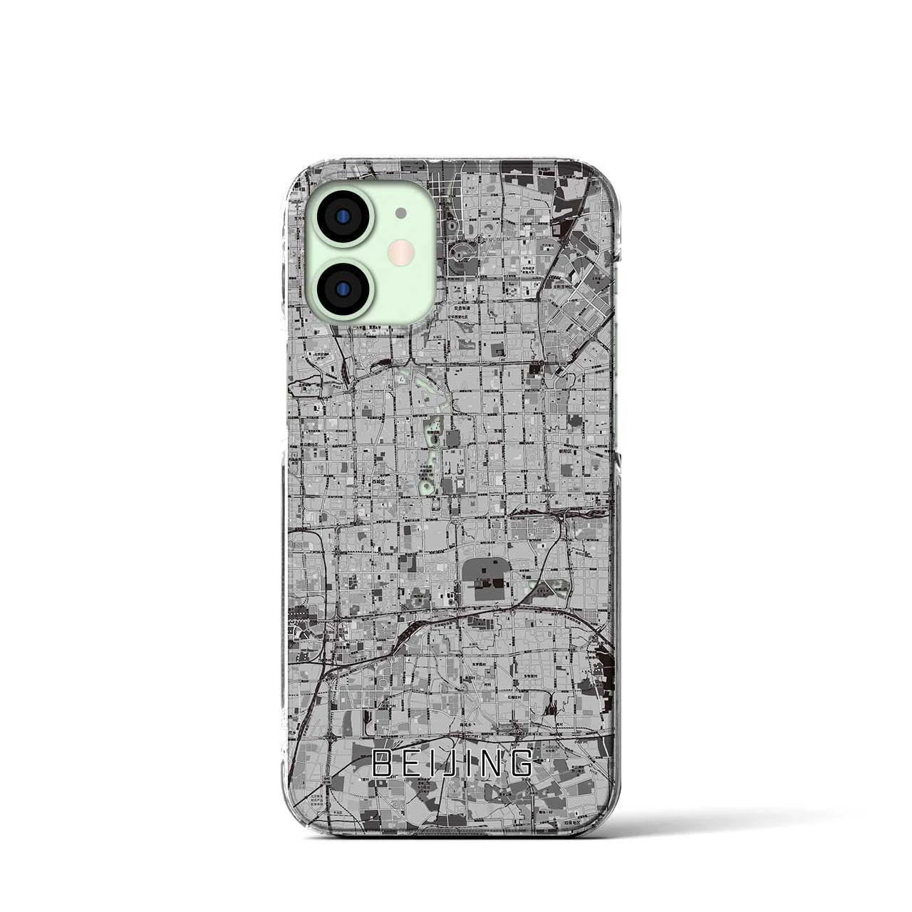 【北京(中華人民共和国)】地図柄iPhoneケース(クリアタイプ)モノトーン・iPhone 12 mini 用