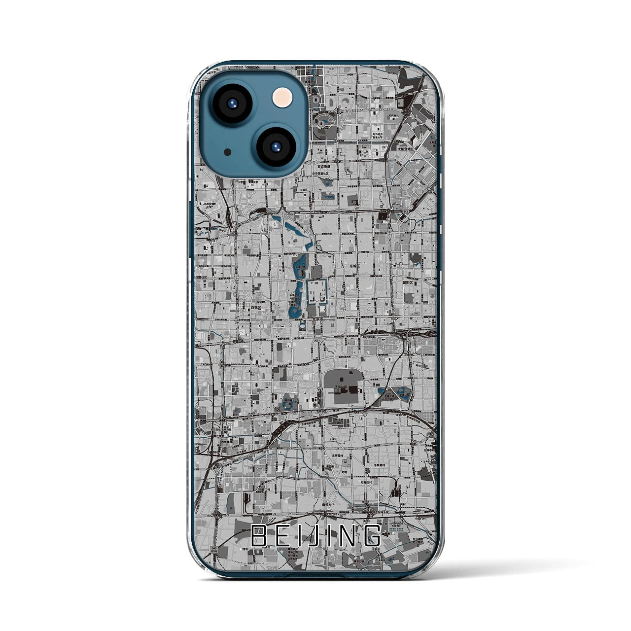 【北京(中華人民共和国)】地図柄iPhoneケース(クリアタイプ)モノトーン・iPhone 13 用