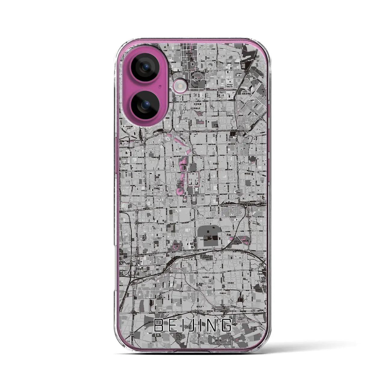 【北京(中華人民共和国)】地図柄iPhoneケース(クリアタイプ)モノトーン・iPhone 16 Pro 用