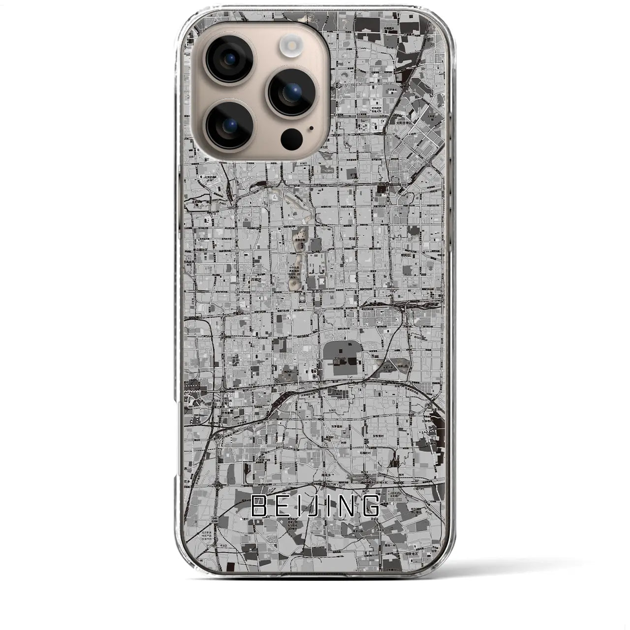 【北京(中華人民共和国)】地図柄iPhoneケース(クリアタイプ)モノトーン・iPhone 16 Plus 用