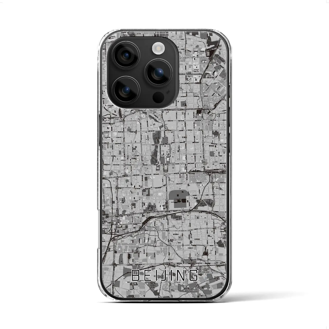 【北京(中華人民共和国)】地図柄iPhoneケース(クリアタイプ)モノトーン・iPhone 16 用