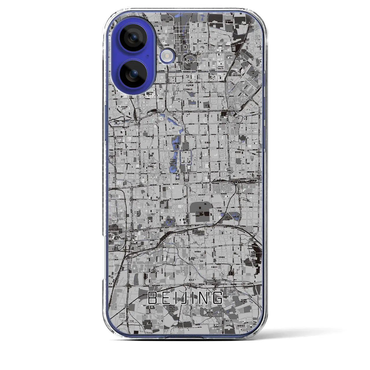 【北京(中華人民共和国)】地図柄iPhoneケース(クリアタイプ)モノトーン・iPhone 16 Pro Max 用