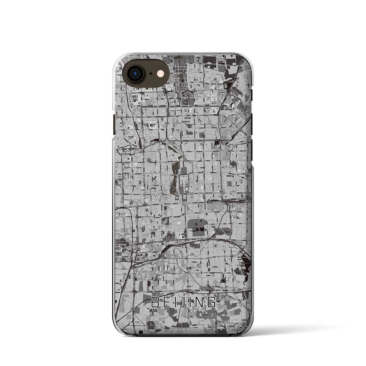 【北京(中華人民共和国)】地図柄iPhoneケース(クリアタイプ)モノトーン・iPhone SE(第3 / 第2世代) / 8 / 7 / 6s / 6 用