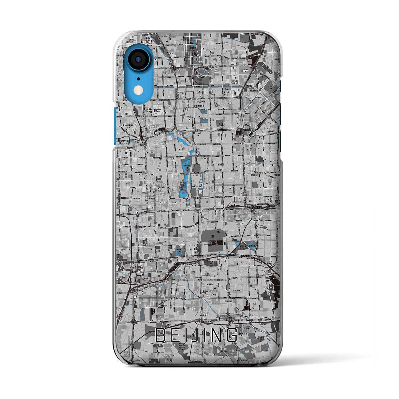 【北京(中華人民共和国)】地図柄iPhoneケース(クリアタイプ)モノトーン・iPhone XR 用