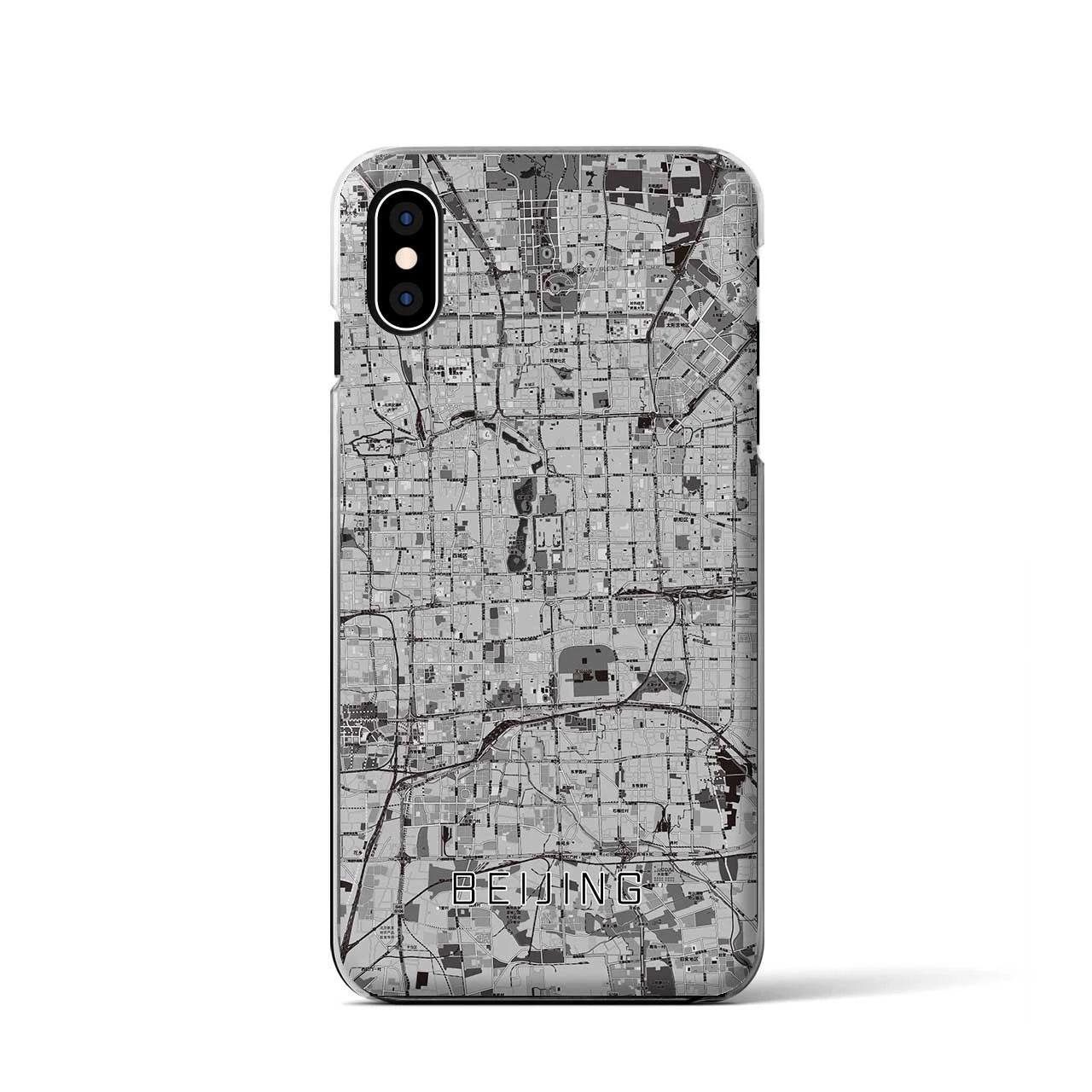 【北京(中華人民共和国)】地図柄iPhoneケース(クリアタイプ)モノトーン・iPhone XS / X 用