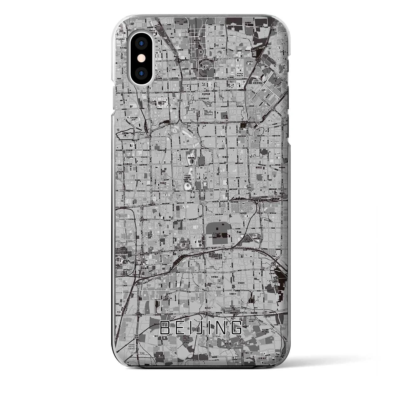 【北京(中華人民共和国)】地図柄iPhoneケース(クリアタイプ)モノトーン・iPhone XS Max 用