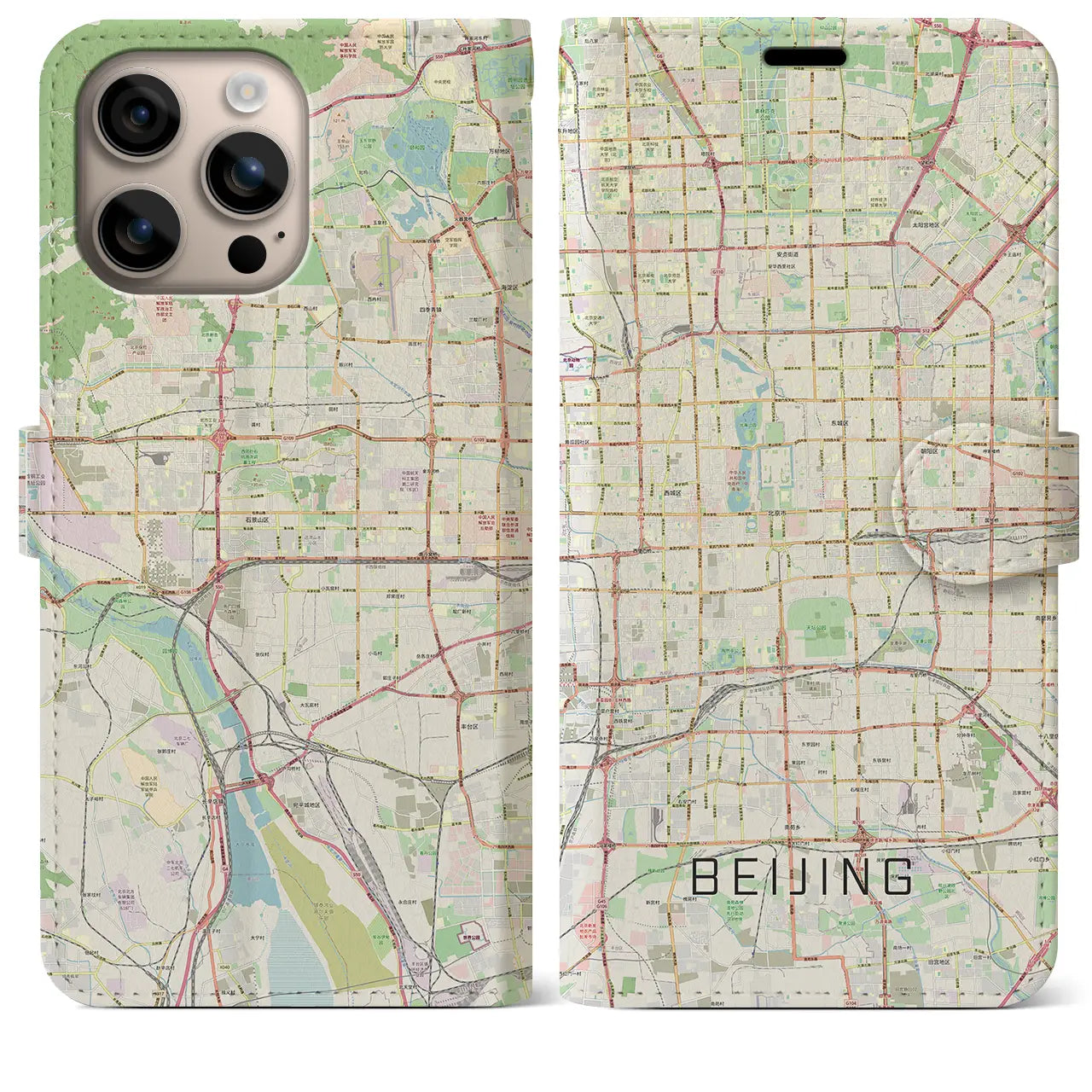 【北京(中華人民共和国)】地図柄iPhoneケース(手帳タイプ)ナチュラル・iPhone 16 Plus 用