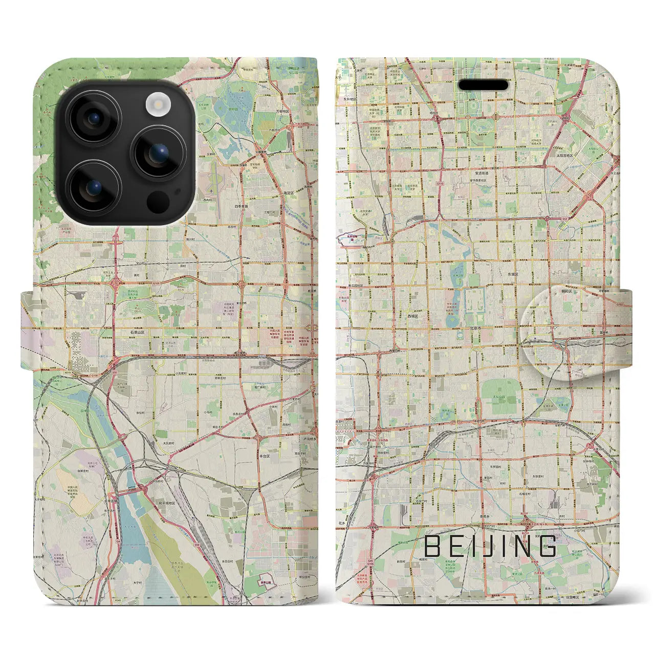 【北京(中華人民共和国)】地図柄iPhoneケース(手帳タイプ)ナチュラル・iPhone 16 用