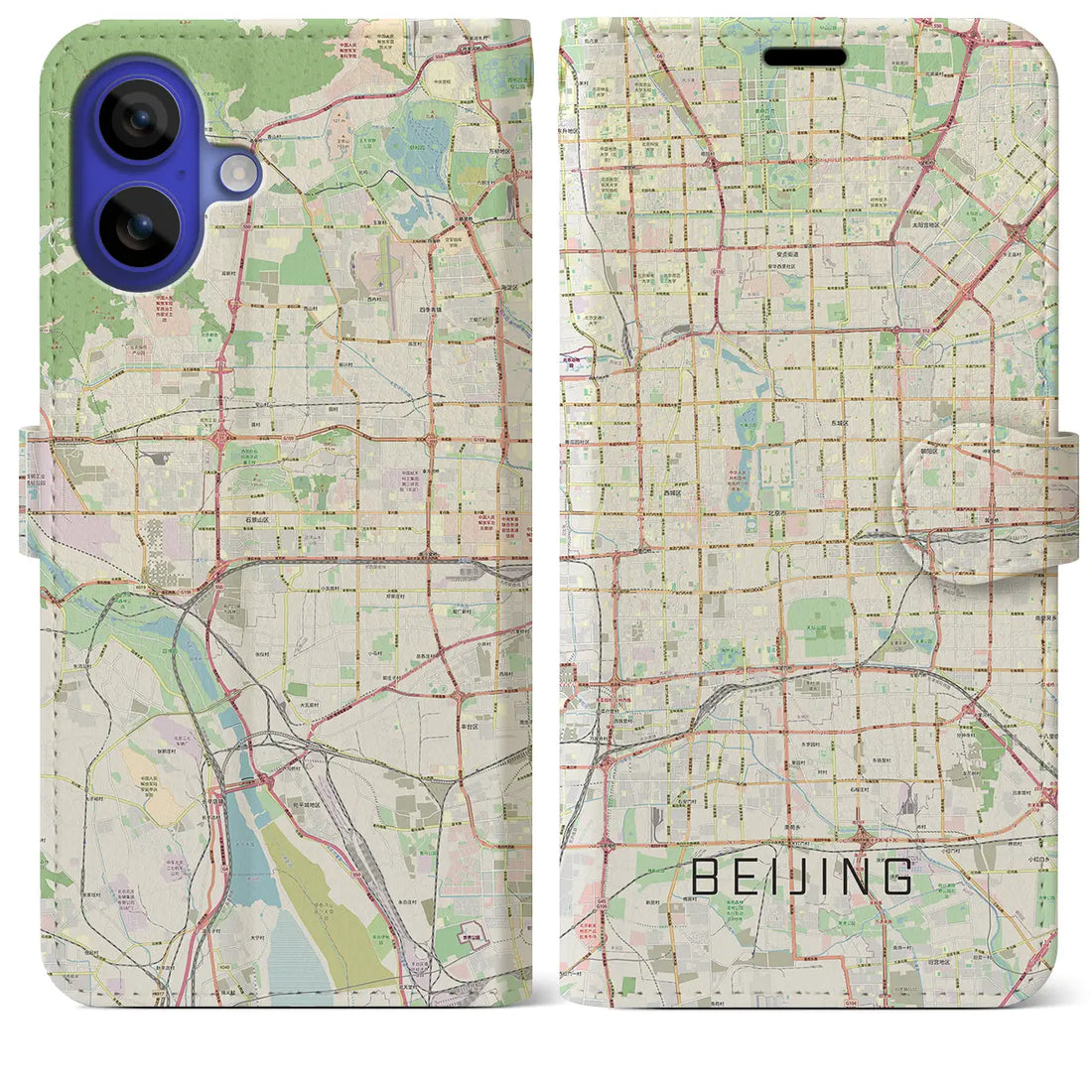 【北京(中華人民共和国)】地図柄iPhoneケース(手帳タイプ)ナチュラル・iPhone 16 Pro Max 用