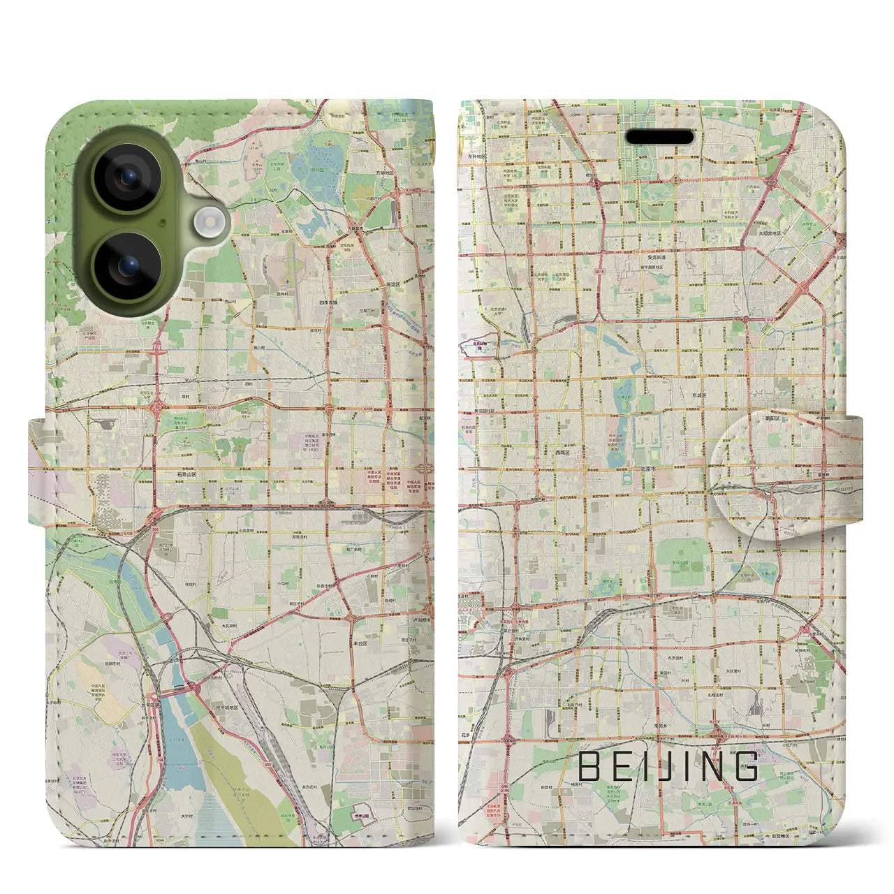 【北京(中華人民共和国)】地図柄iPhoneケース(手帳タイプ)ナチュラル・iPhone 17 Pro Max 用