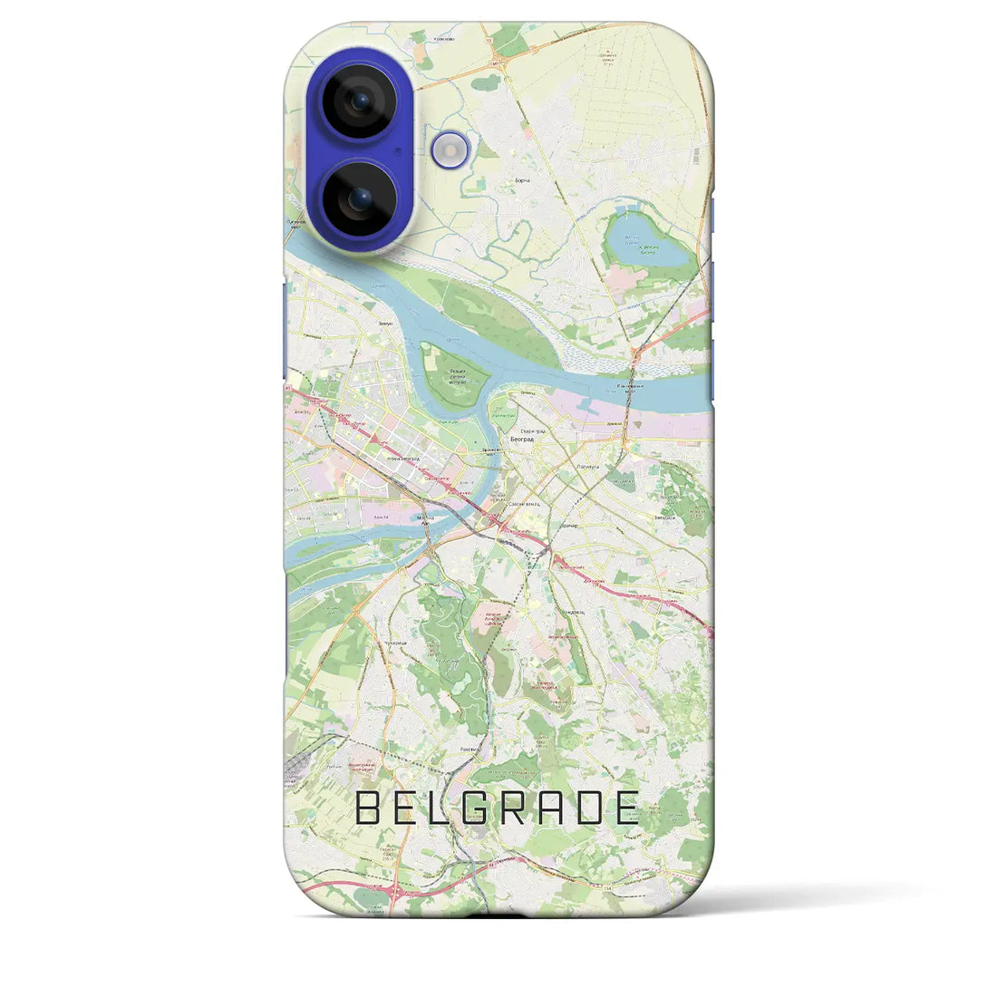 【ベオグラード(セルビア)】地図柄iPhoneケース(バックカバータイプ)ブラック・iPhone 16 Pro Max 用