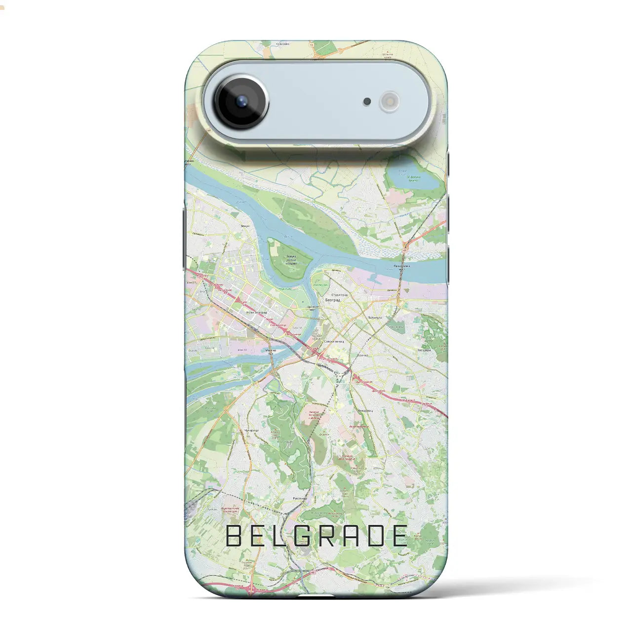【ベオグラード(セルビア)】地図柄iPhoneケース(バックカバータイプ)ブラック・iPhone 17 Pro Max 用