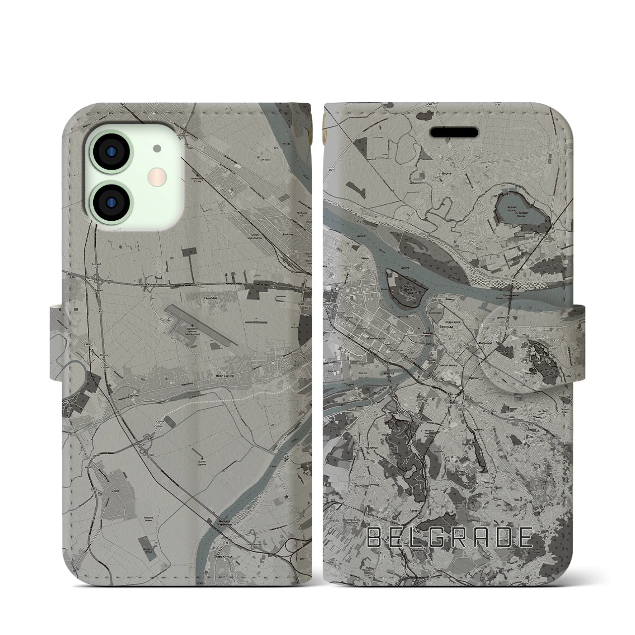 【ベオグラード(セルビア)】地図柄iPhoneケース(手帳タイプ)