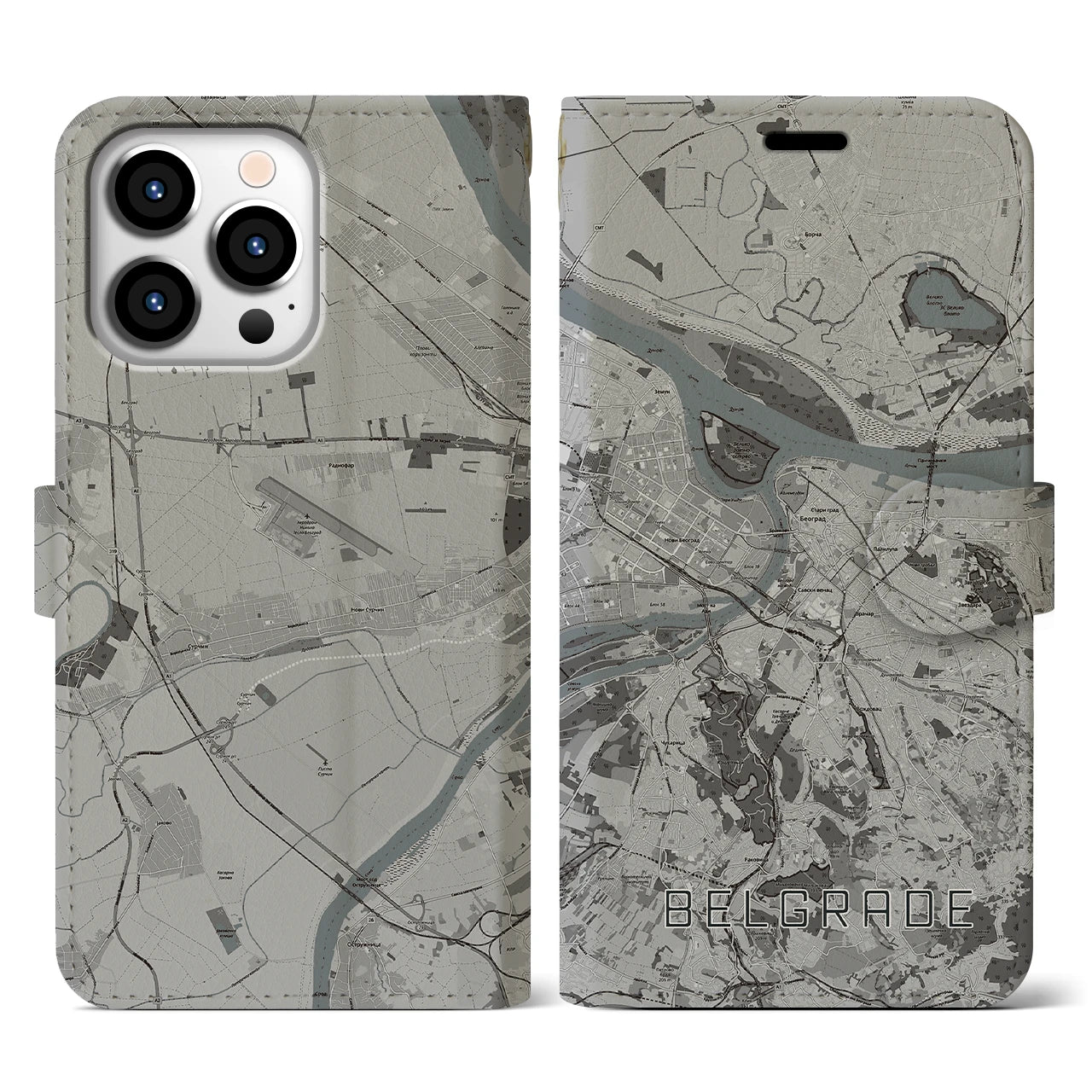 【ベオグラード(セルビア)】地図柄iPhoneケース(手帳タイプ)
