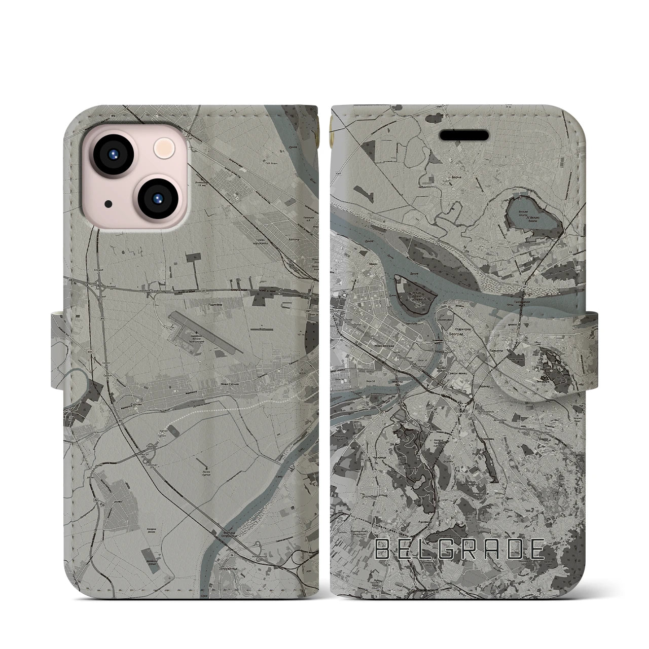【ベオグラード(セルビア)】地図柄iPhoneケース(手帳タイプ)