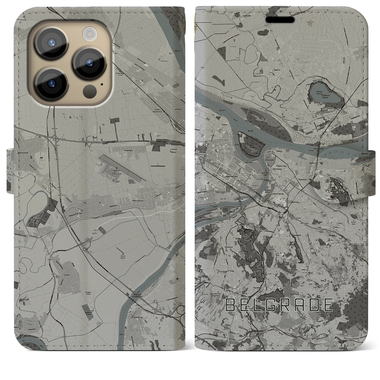【ベオグラード(セルビア)】地図柄iPhoneケース(手帳タイプ)