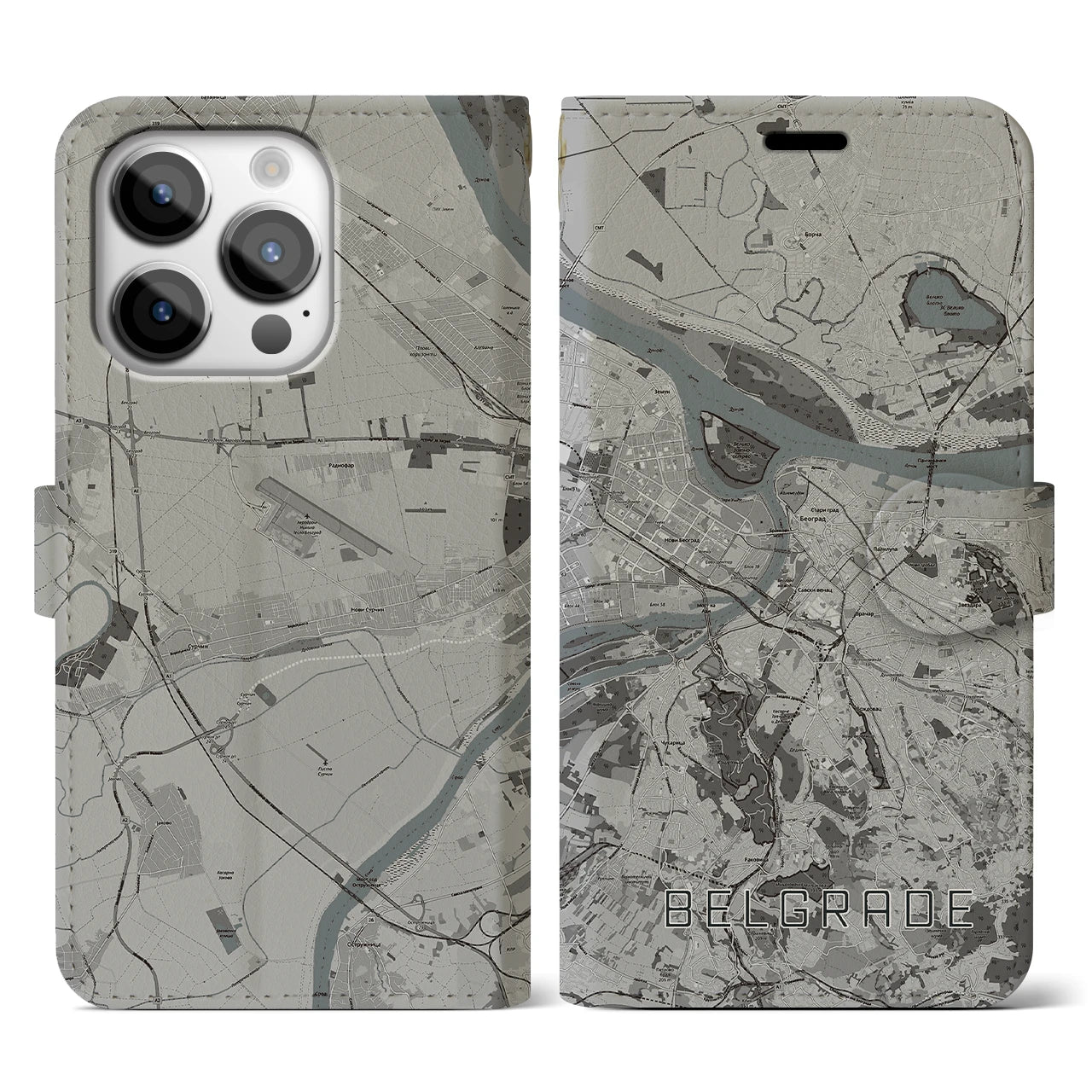 【ベオグラード(セルビア)】地図柄iPhoneケース(手帳タイプ)