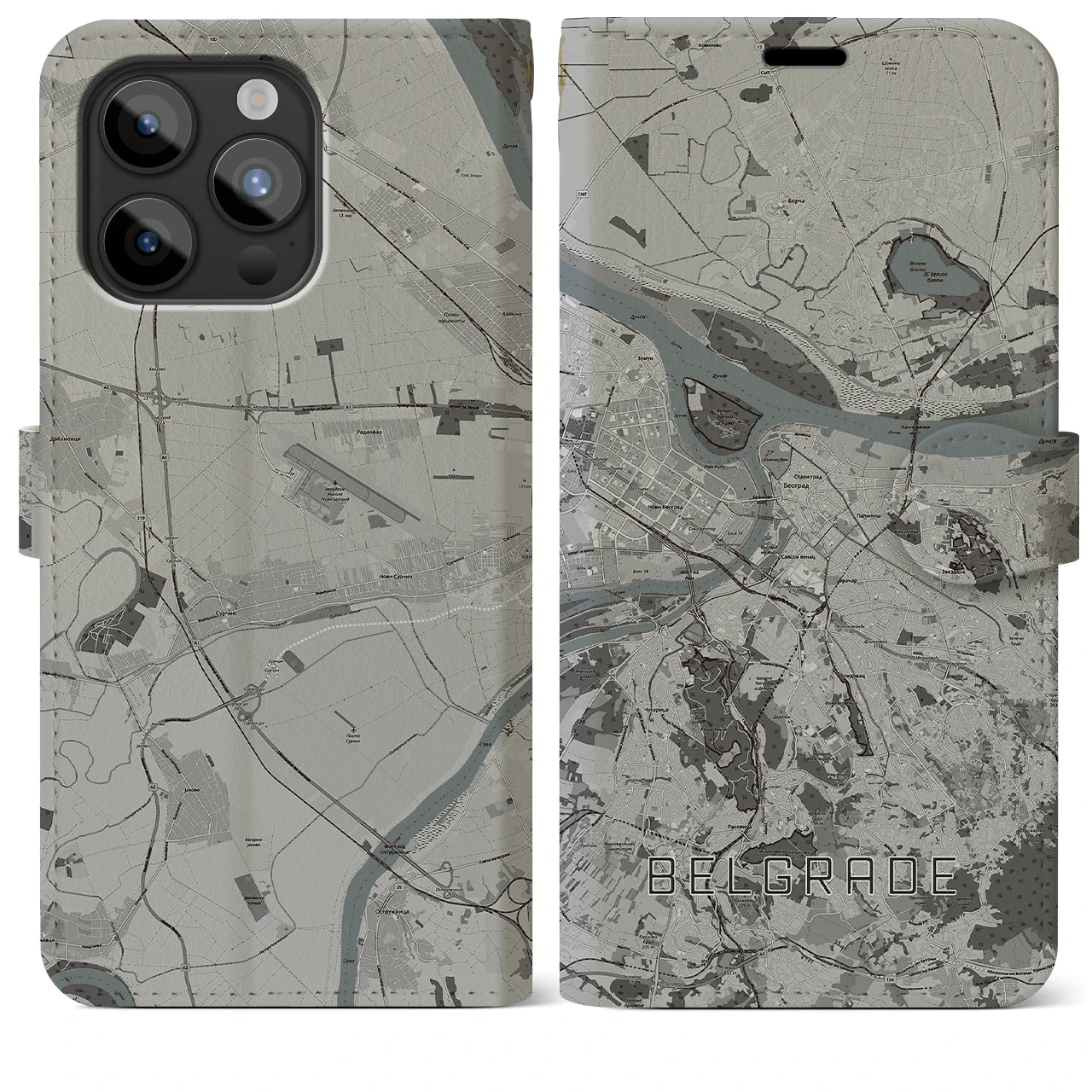 【ベオグラード(セルビア)】地図柄iPhoneケース(手帳タイプ)