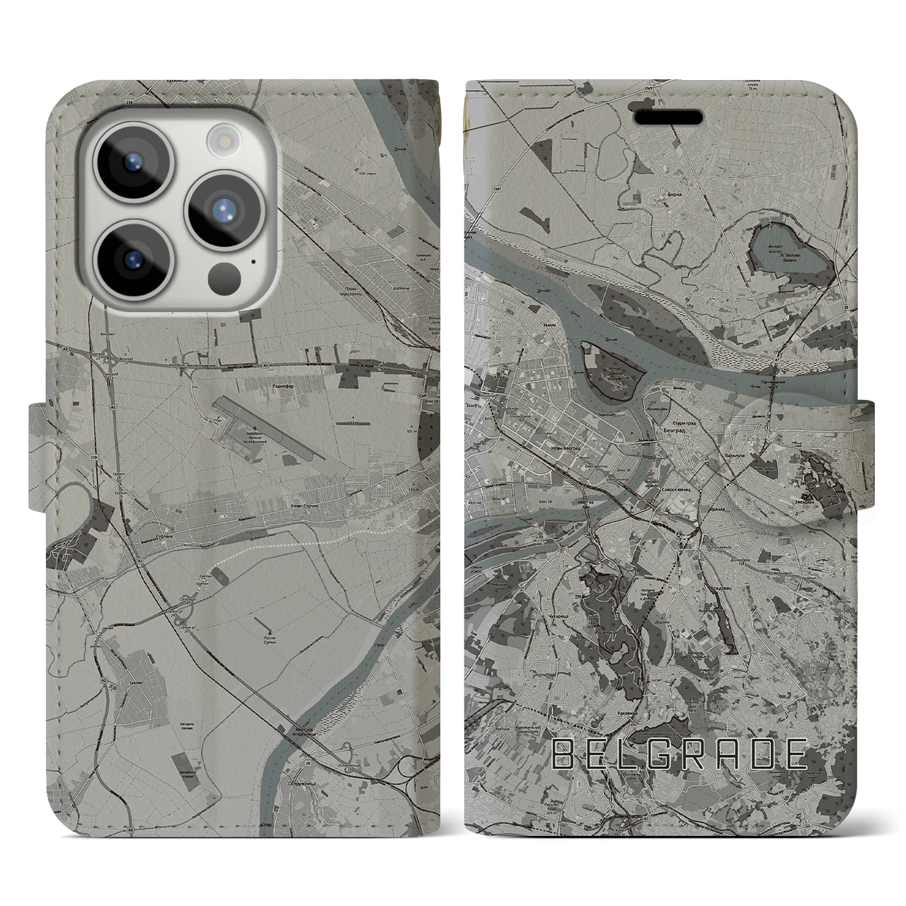 【ベオグラード(セルビア)】地図柄iPhoneケース(手帳タイプ)