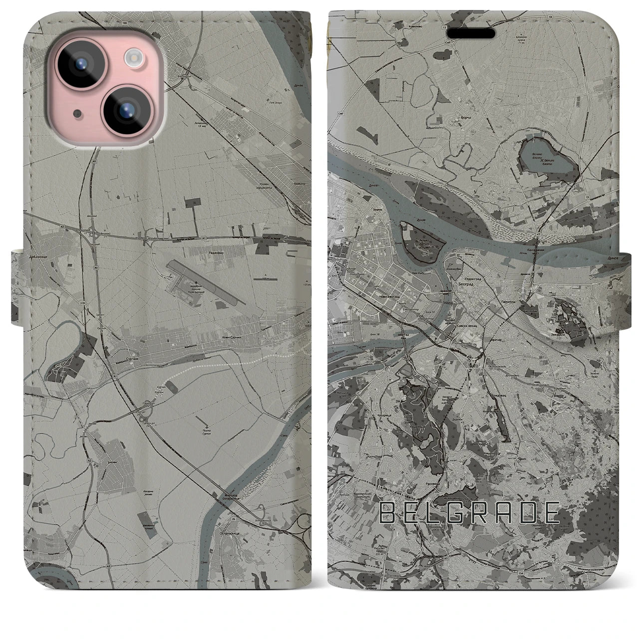 【ベオグラード(セルビア)】地図柄iPhoneケース(手帳タイプ)