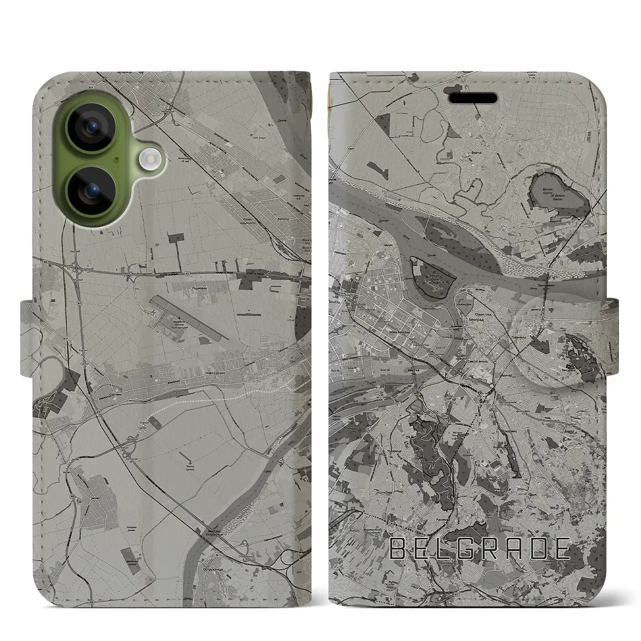 【ベオグラード(セルビア)】地図柄iPhoneケース(手帳タイプ)