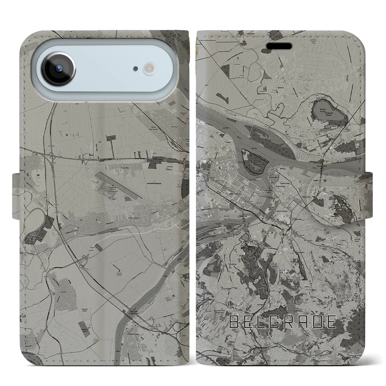 【ベオグラード(セルビア)】地図柄iPhoneケース(手帳タイプ)