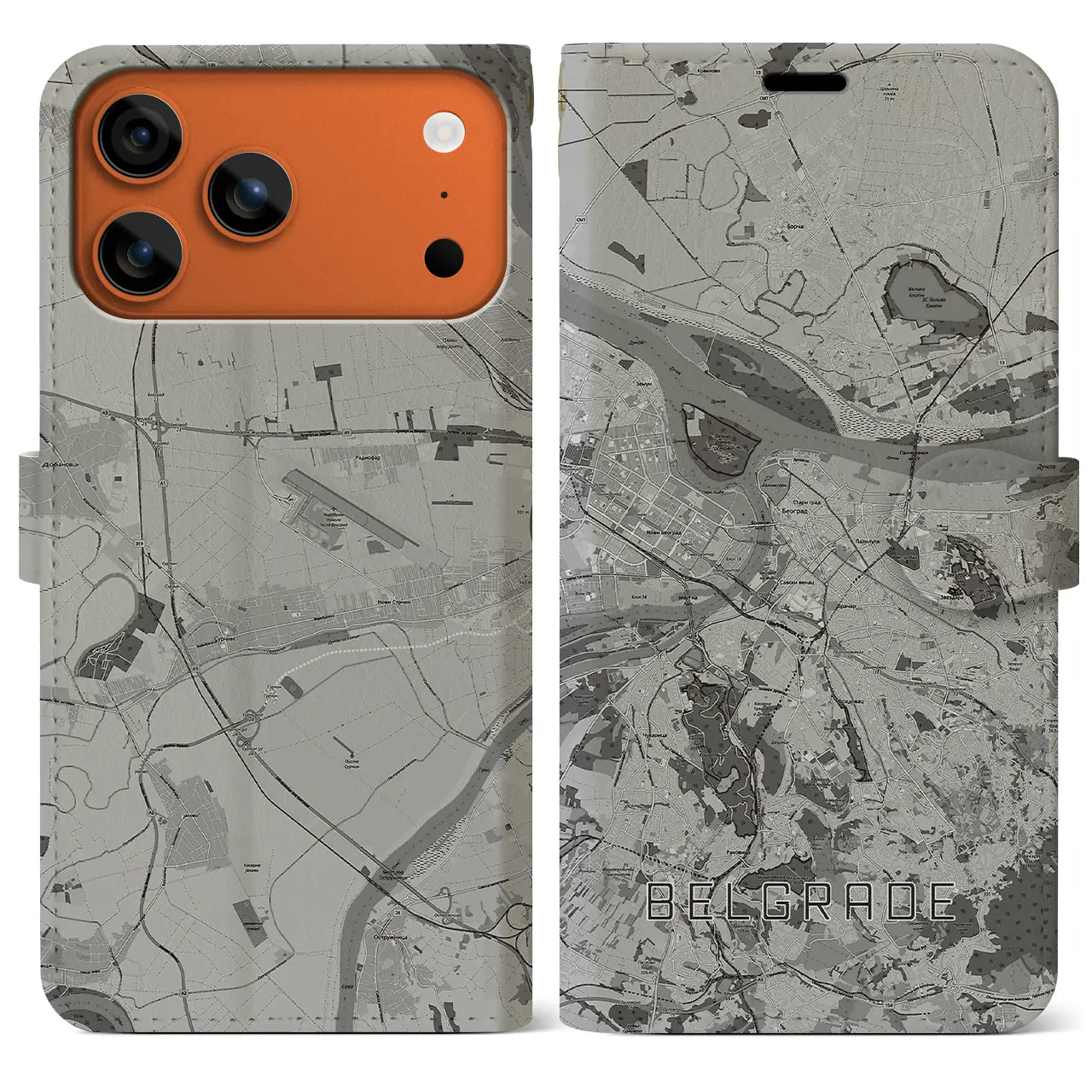 【ベオグラード(セルビア)】地図柄iPhoneケース(手帳タイプ)