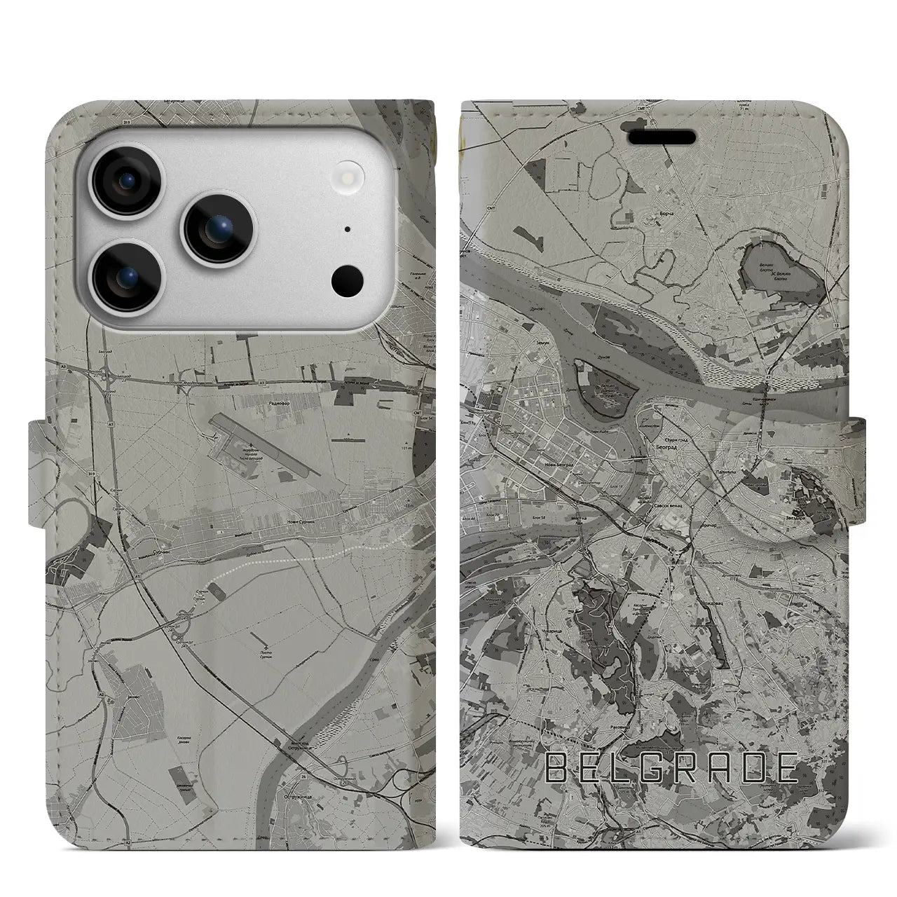 【ベオグラード(セルビア)】地図柄iPhoneケース(手帳タイプ)