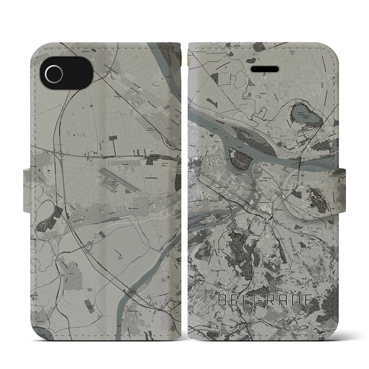 【ベオグラード(セルビア)】地図柄iPhoneケース(手帳タイプ)