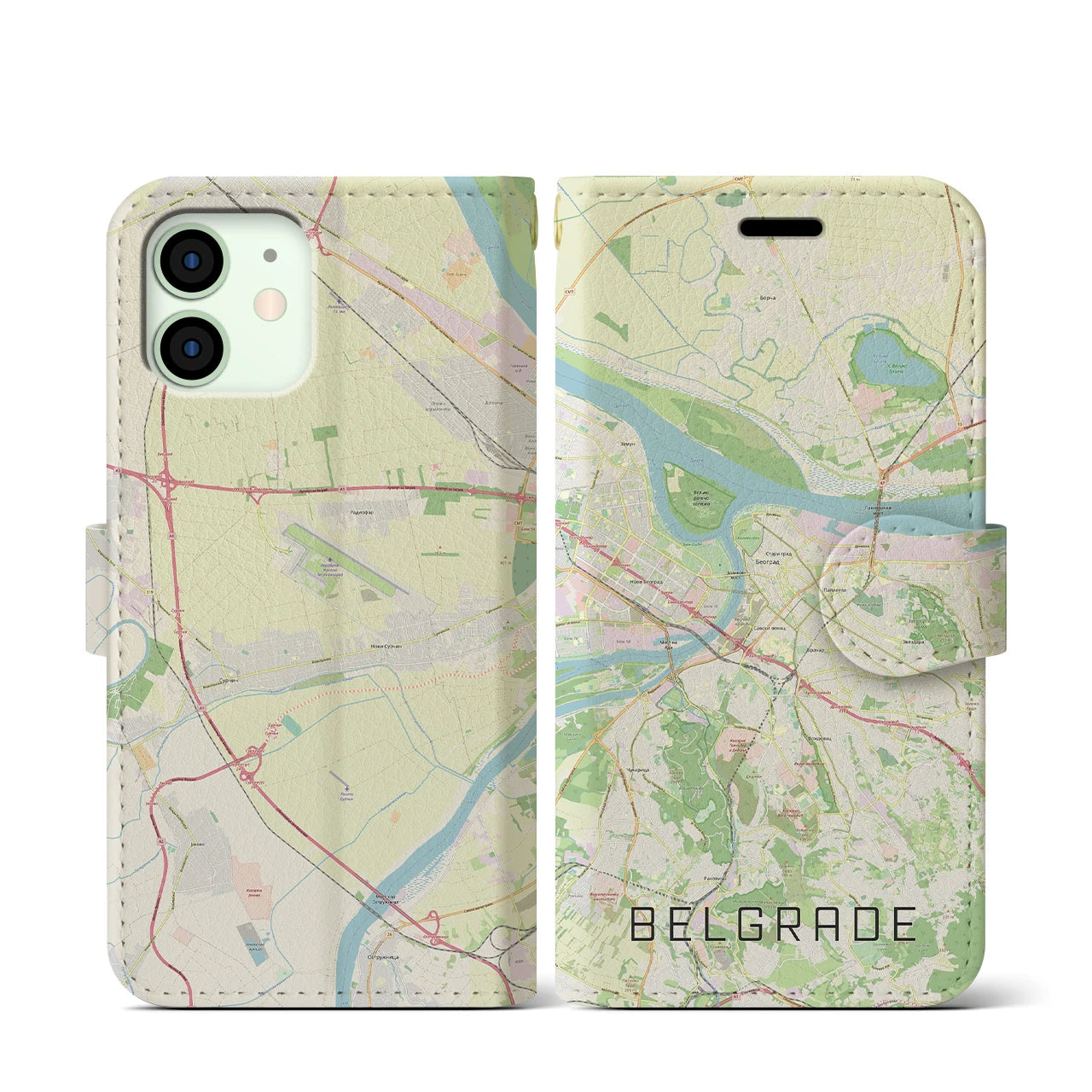 【ベオグラード(セルビア)】地図柄iPhoneケース(手帳タイプ)