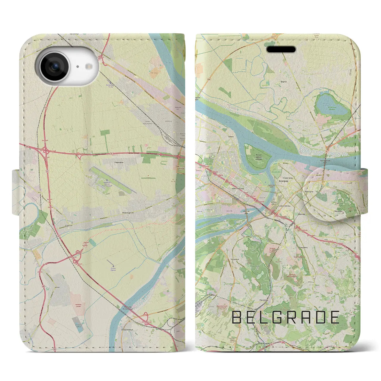 【ベオグラード(セルビア)】地図柄iPhoneケース(手帳タイプ)