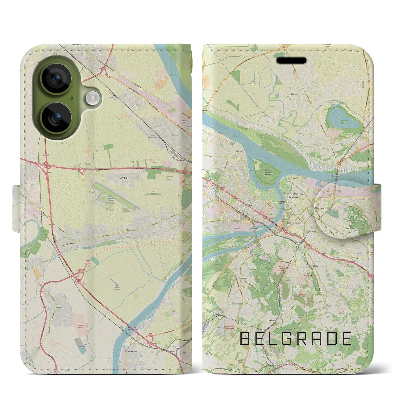 【ベオグラード(セルビア)】地図柄iPhoneケース(手帳タイプ)