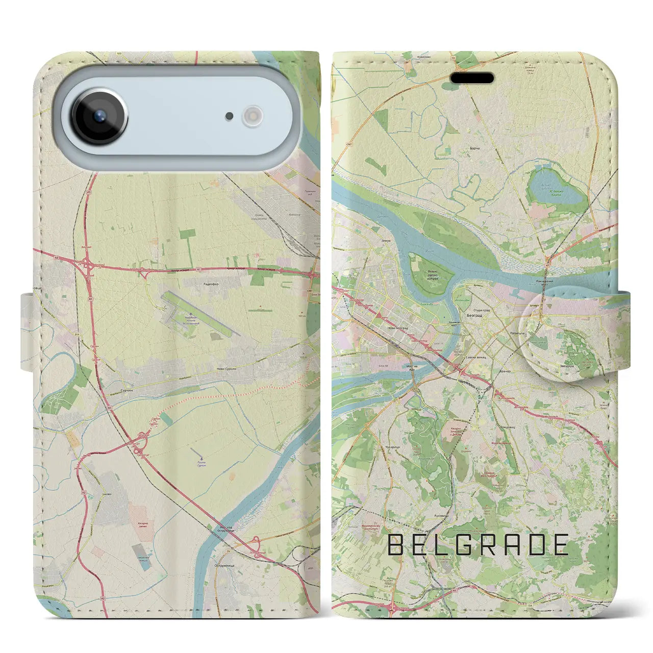 【ベオグラード(セルビア)】地図柄iPhoneケース(手帳タイプ)モノトーン・iPhone 17 Pro Max 用