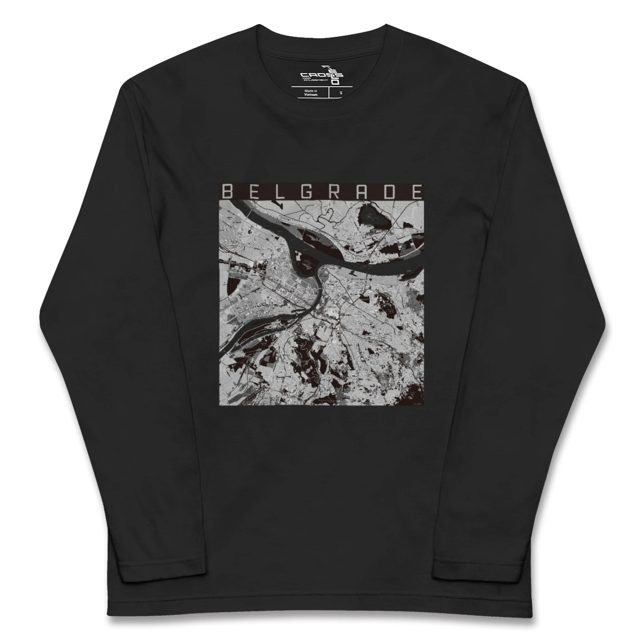 【ベオグラード(セルビア)】地図柄ロングスリーブTシャツ