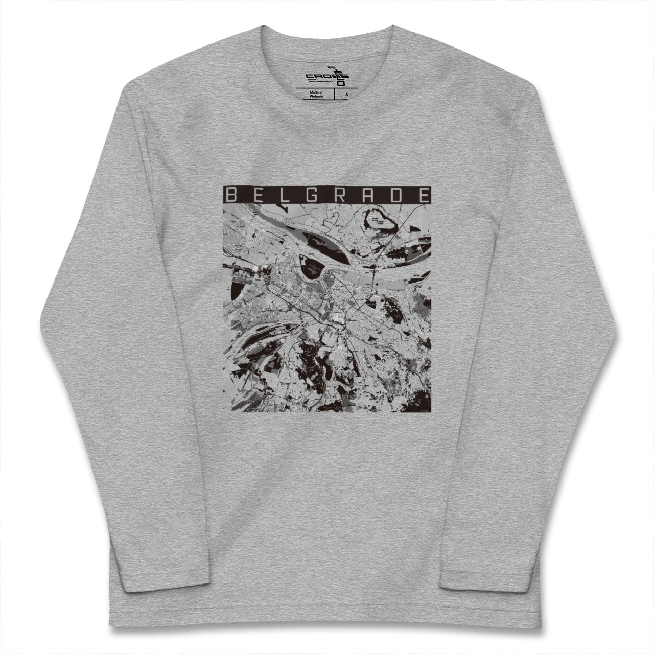 【ベオグラード(セルビア)】地図柄ロングスリーブTシャツ