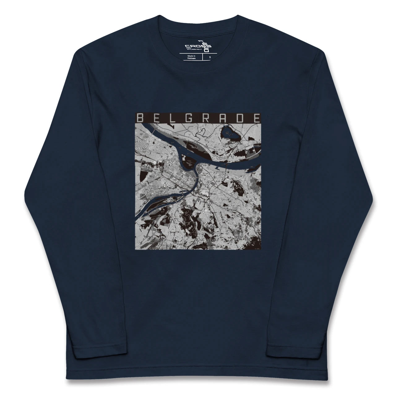 【ベオグラード(セルビア)】地図柄ロングスリーブTシャツ