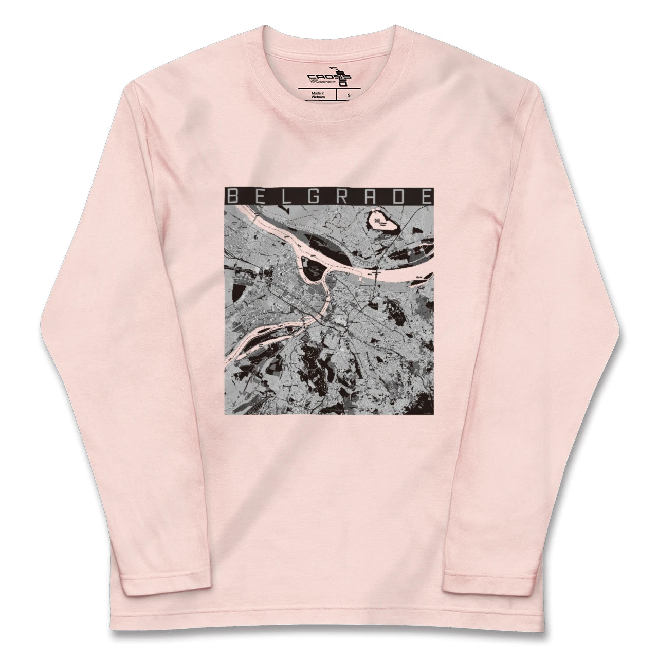 【ベオグラード(セルビア)】地図柄ロングスリーブTシャツ