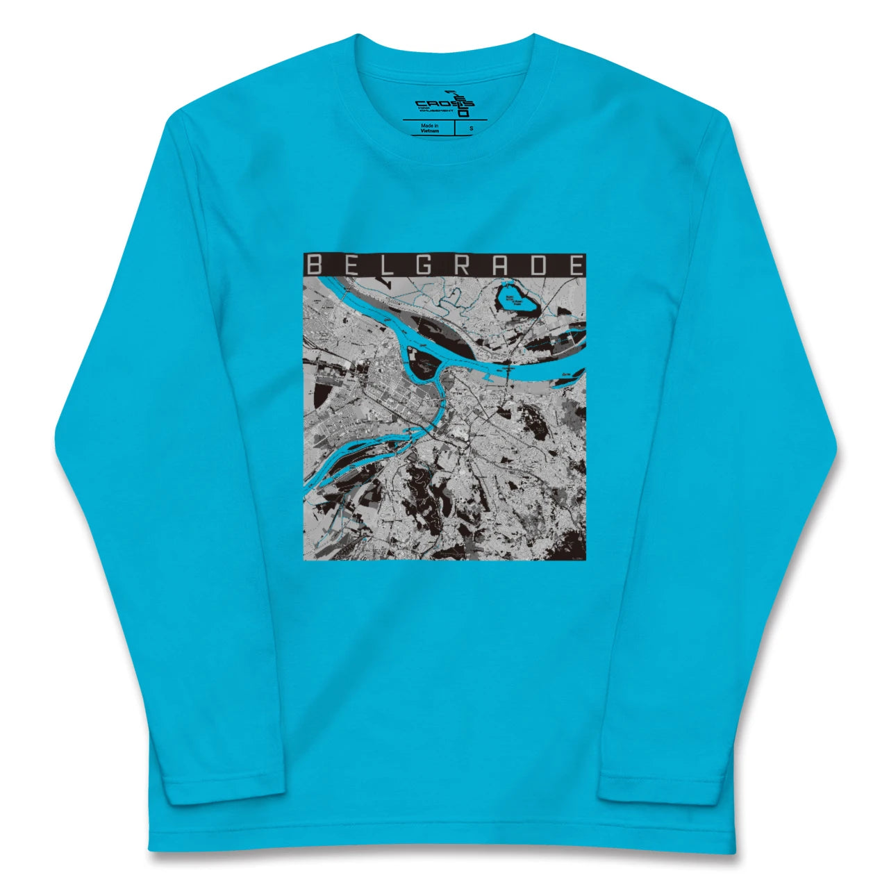 【ベオグラード(セルビア)】地図柄ロングスリーブTシャツ