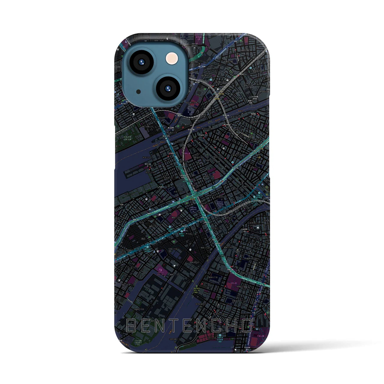 【弁天町(大阪府)】地図柄iPhoneケース(バックカバータイプ)