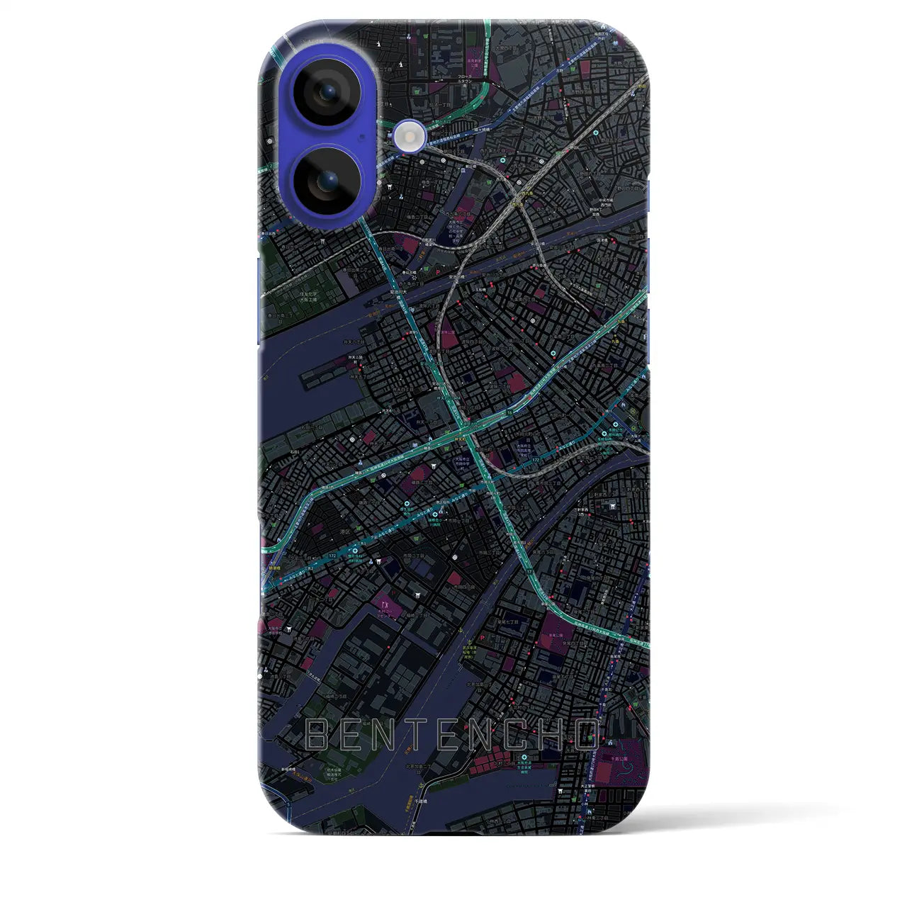 【弁天町(大阪府)】地図柄iPhoneケース(バックカバータイプ)