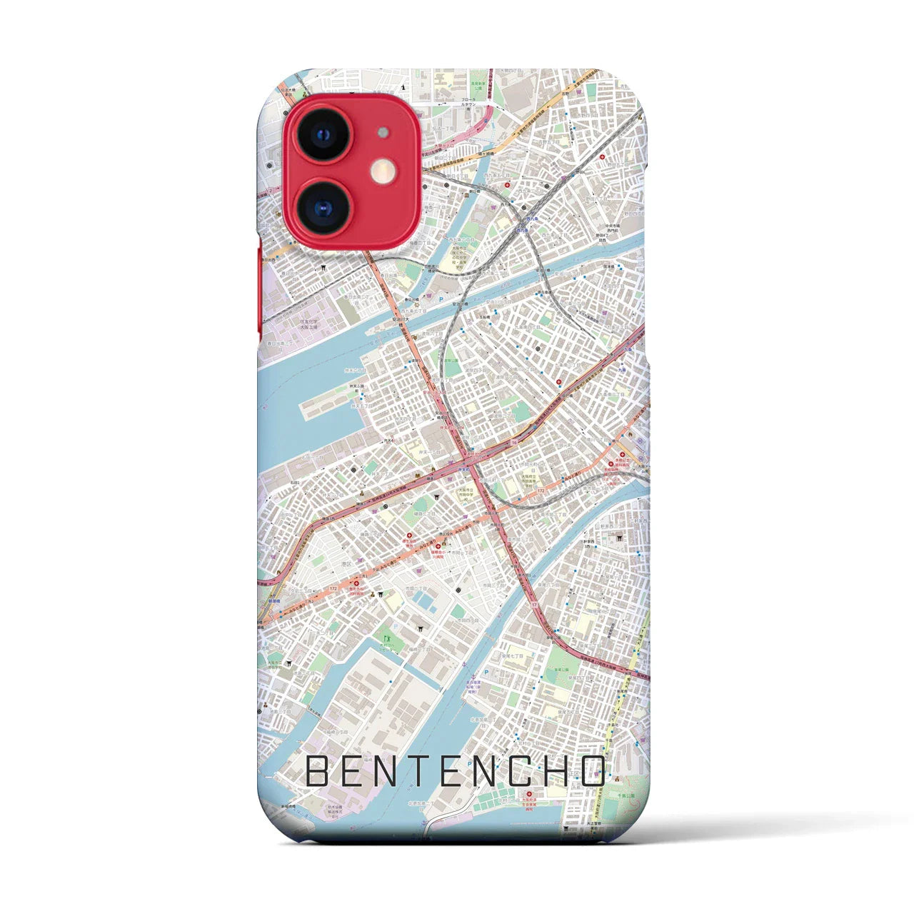 【弁天町(大阪府)】地図柄iPhoneケース(バックカバータイプ)