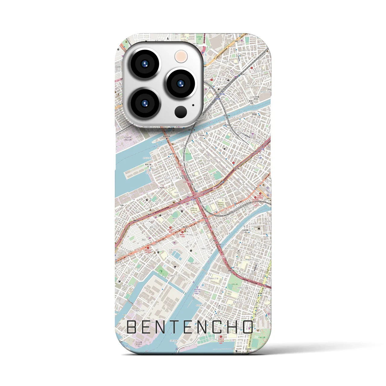 【弁天町(大阪府)】地図柄iPhoneケース(バックカバータイプ)