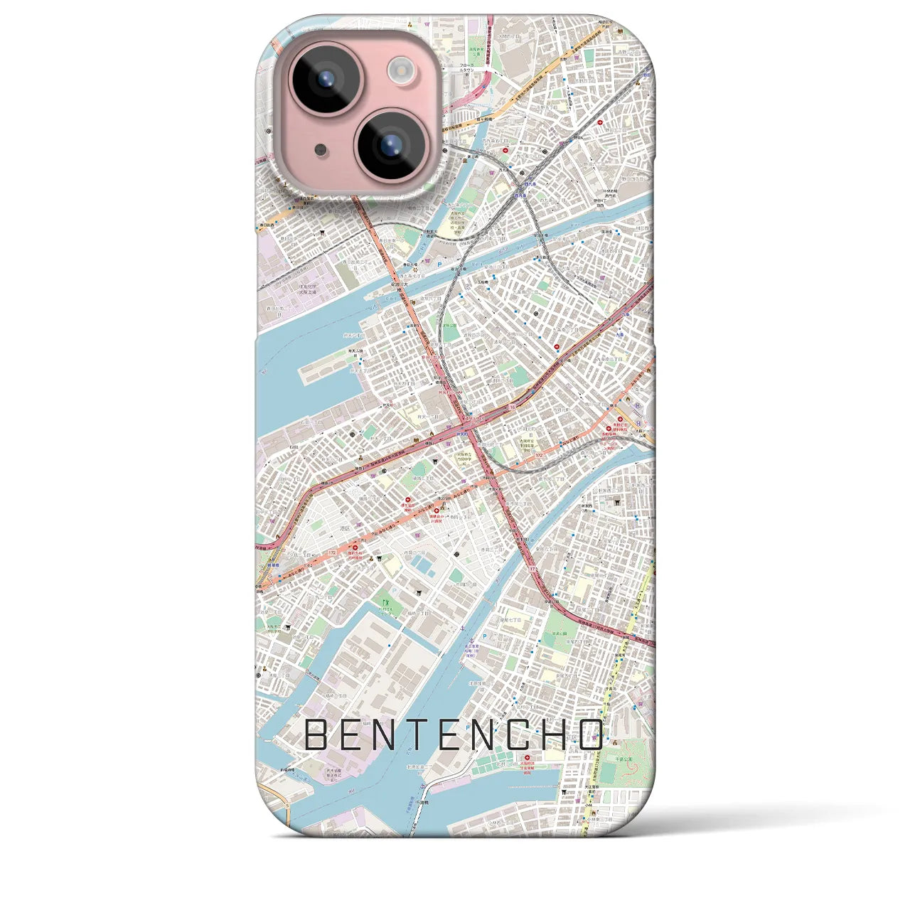 【弁天町(大阪府)】地図柄iPhoneケース(バックカバータイプ)